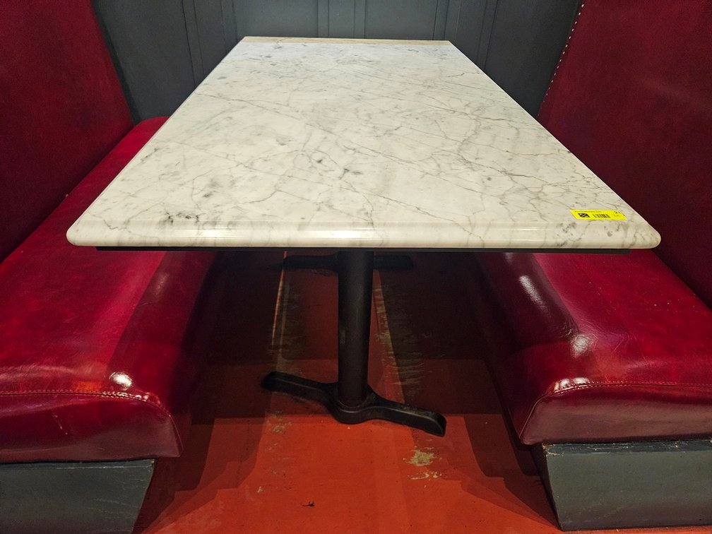 3 Marble Top/Metal Base Dining Tables, 55"x30"x30"