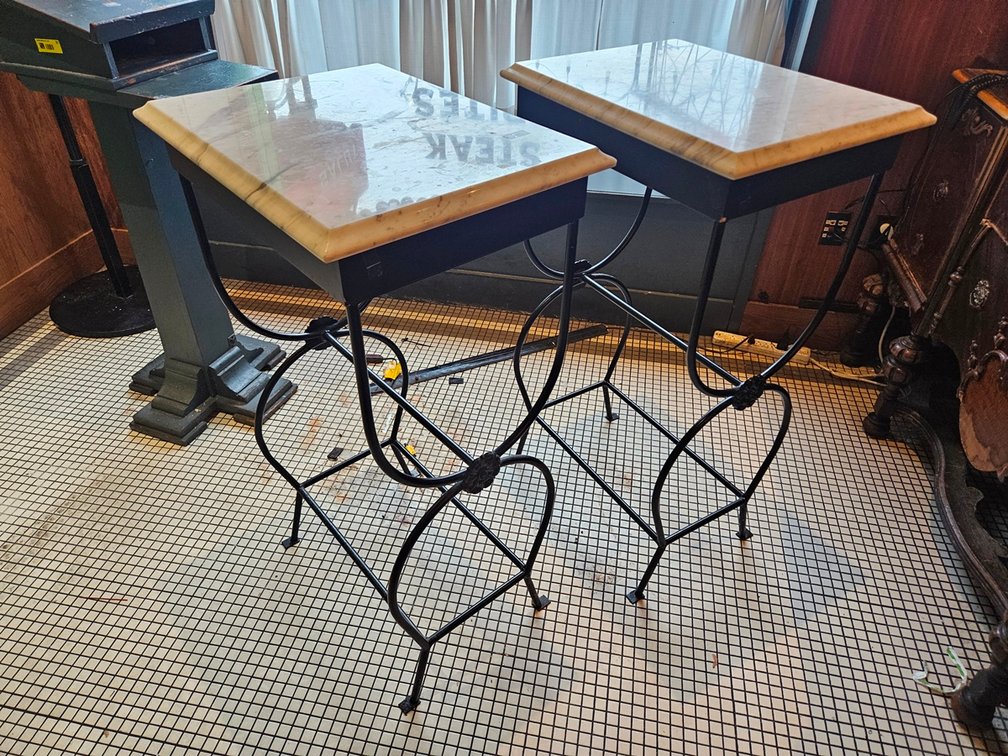 4 Marble Top/Metal Base Hightop Tables, 24"x18"x42"