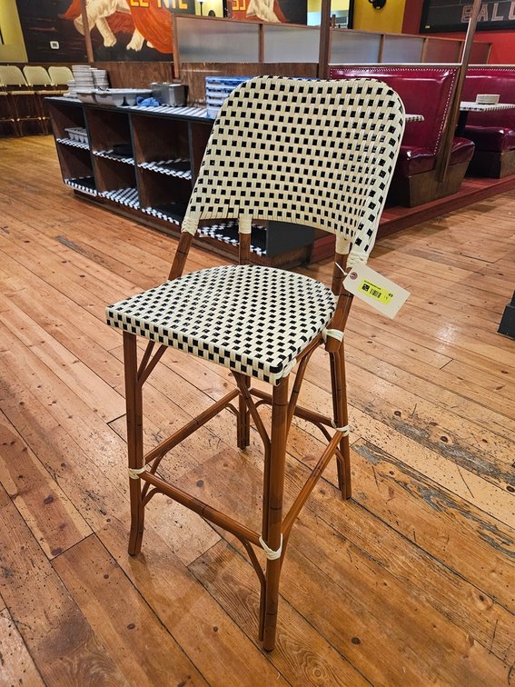 Gar Metal Frame/Poly Wicker Stool, 30" Seat Height