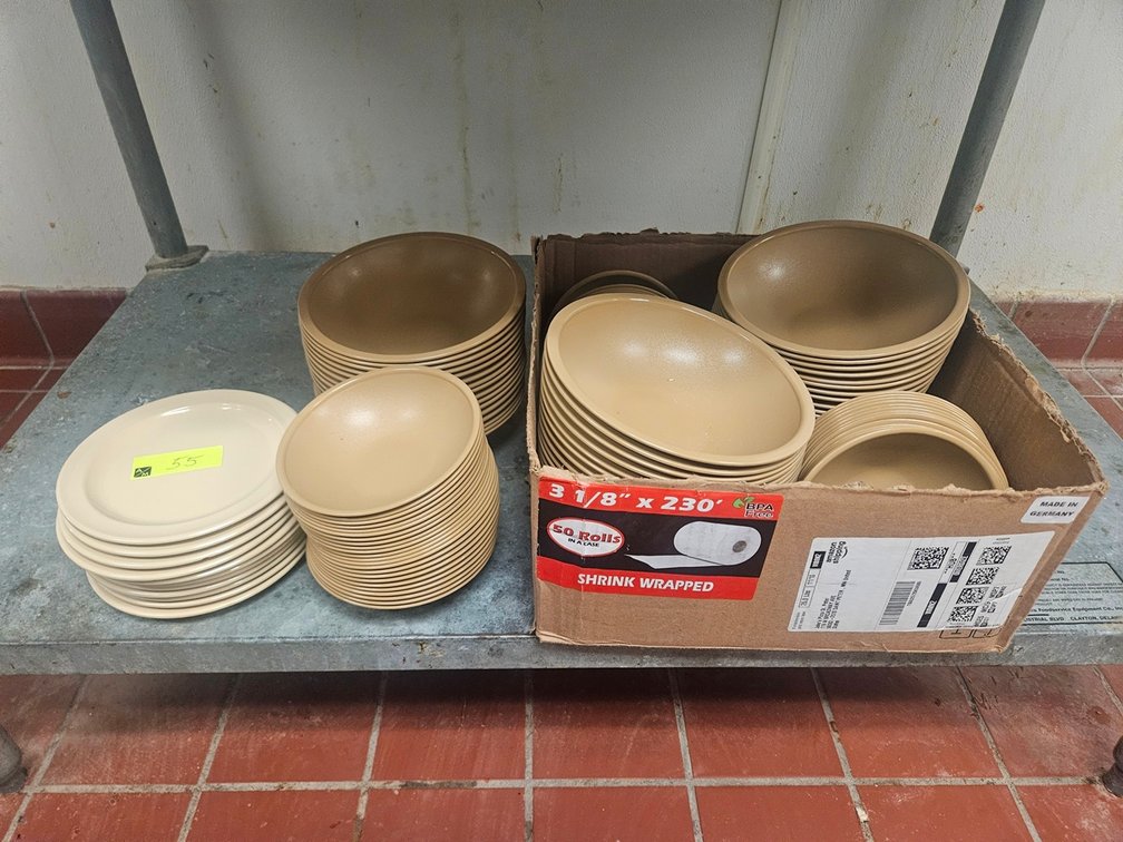 Assorted Plastic Bowls and Plates: 52 Large Bowls, 59 Small Bowls, 11 Plates