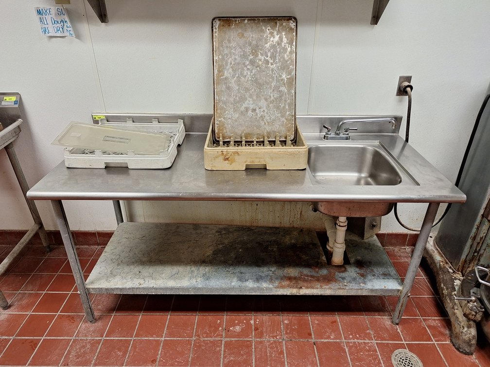 SS Prep Table with Sink, Backsplash, Undershelf, 72"x30"x34"