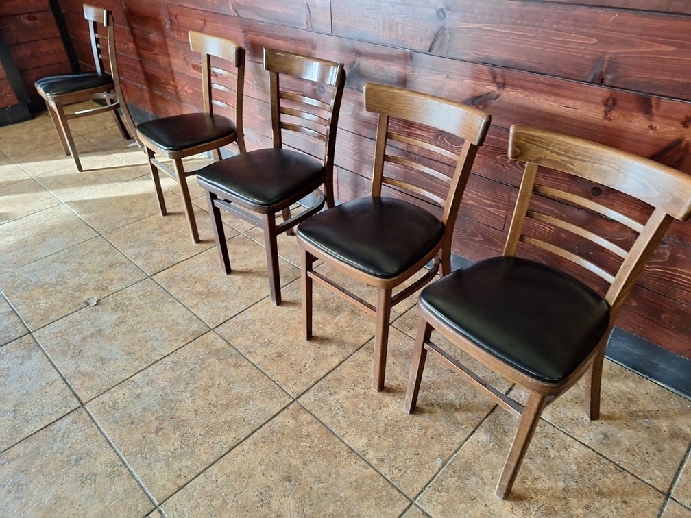 22 Wood/Vinyl Dining Chairs, 18" Seat