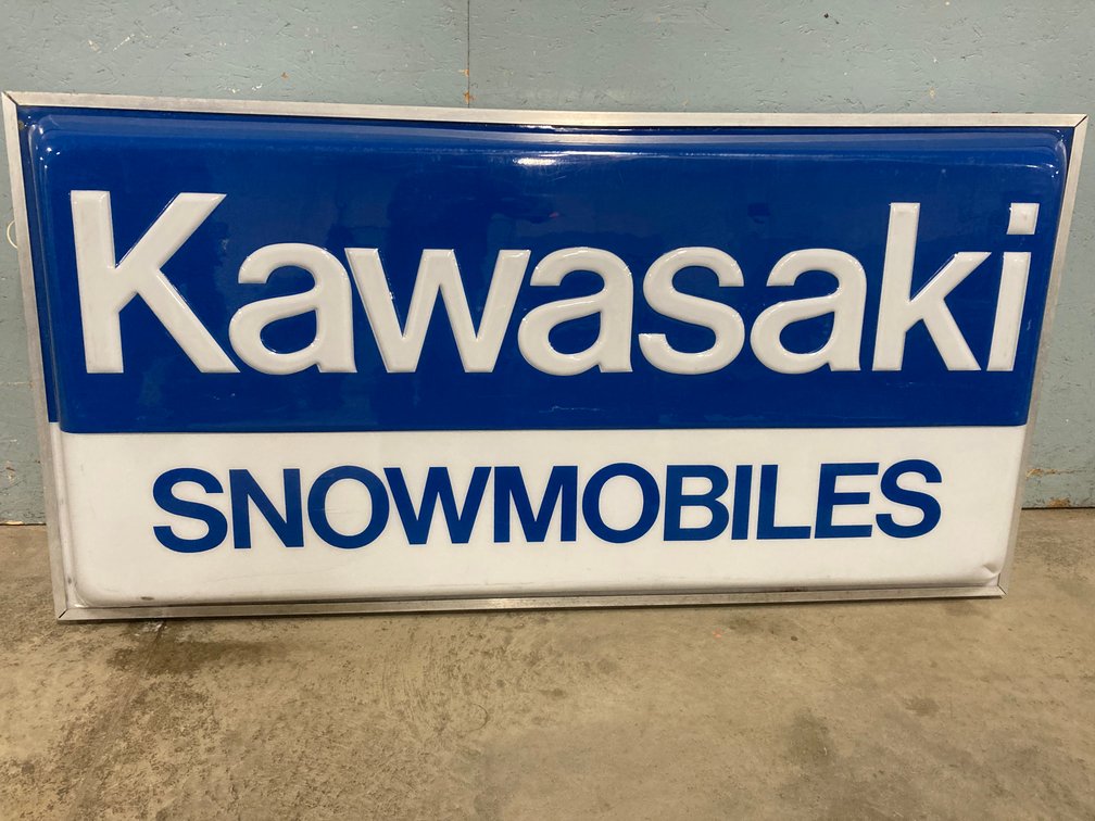 Kawasaki Snowmobile Dealer Sign, 73" x 37"