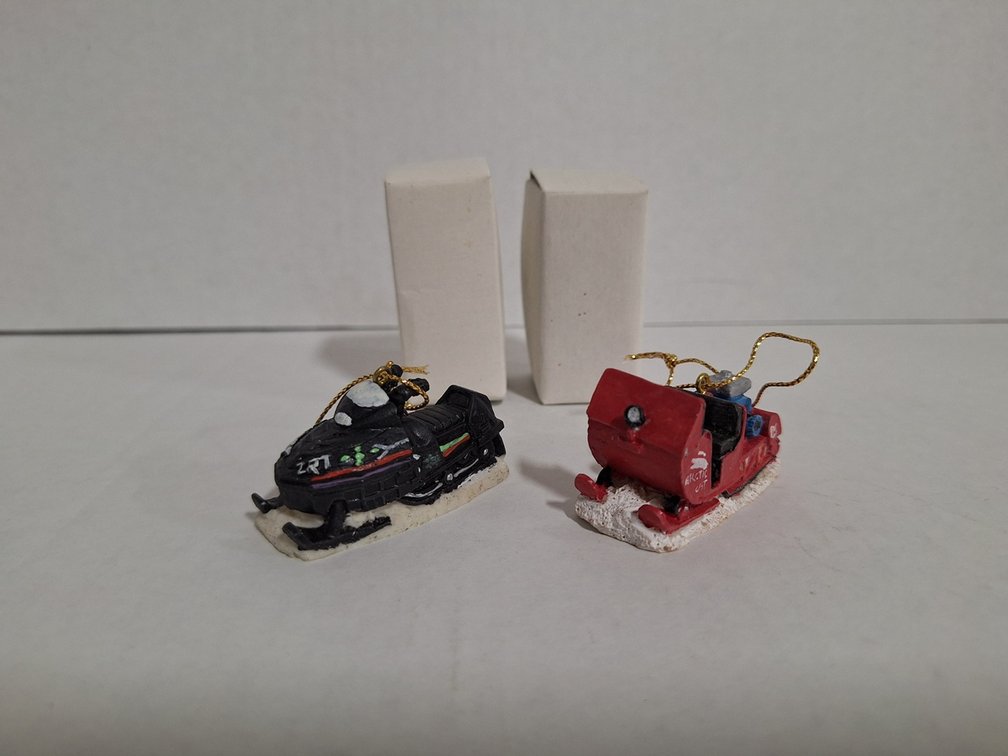 NOS 1994-1995 Arctic Cat Ornaments, 1995 ZRT and 1962 Model 500