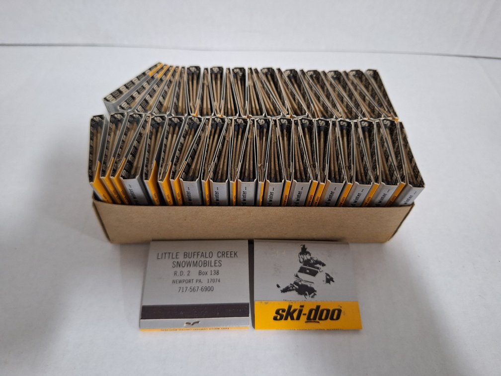 NOS Box of 1973 Ski Doo Matches with Silver Bullet T-NT, 2 Extra Books