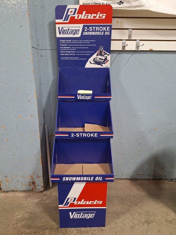 Cardboard Polaris Dealership Vintage Oil Display Stand, 5' Tall, 16" Wide