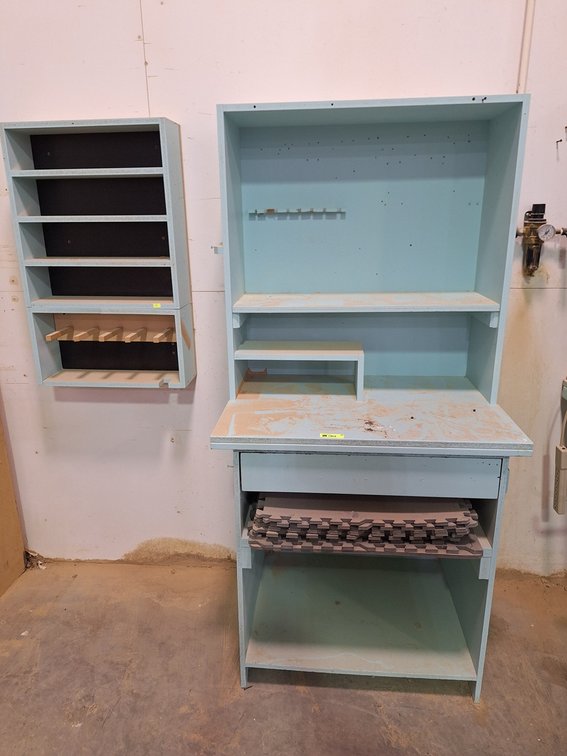 Shop Cabinet 34"x25"x71", Wall Shelf 22"x7"x24"