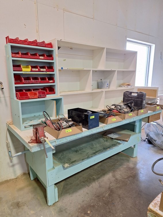 Wood Work Bench with Shelves 96"x37"x74", 4" Vise