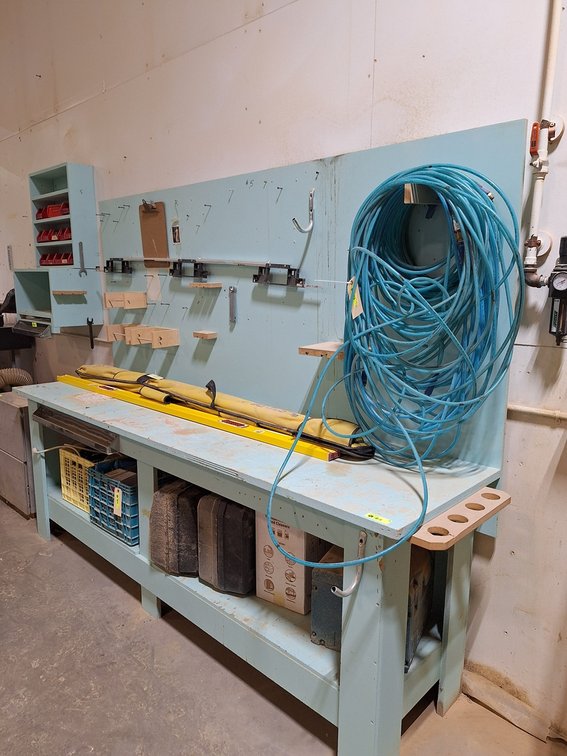 Wood Work Bench, 94"x25"x72"