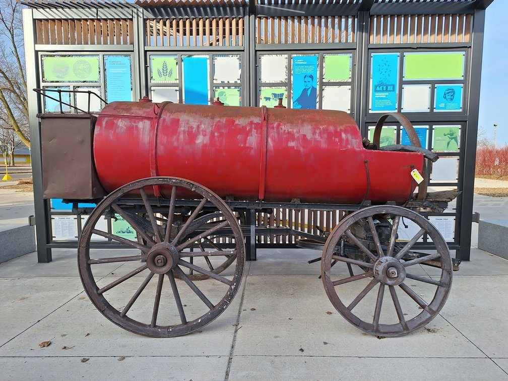 Horse-Drawn Steel Tank, Columbia Steel Tank Co. labeled "Standard Oil", One Broken Wheels, 13'x5'x6.5'
