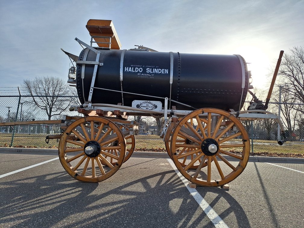 Vintage Horse-Drawn Water Wagon, 22'x5.5'x10'