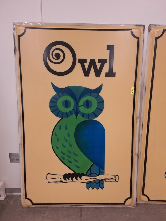 Poly "Owl" MN State Fair Parking Sign Face, 45.5"x2"x69.5"