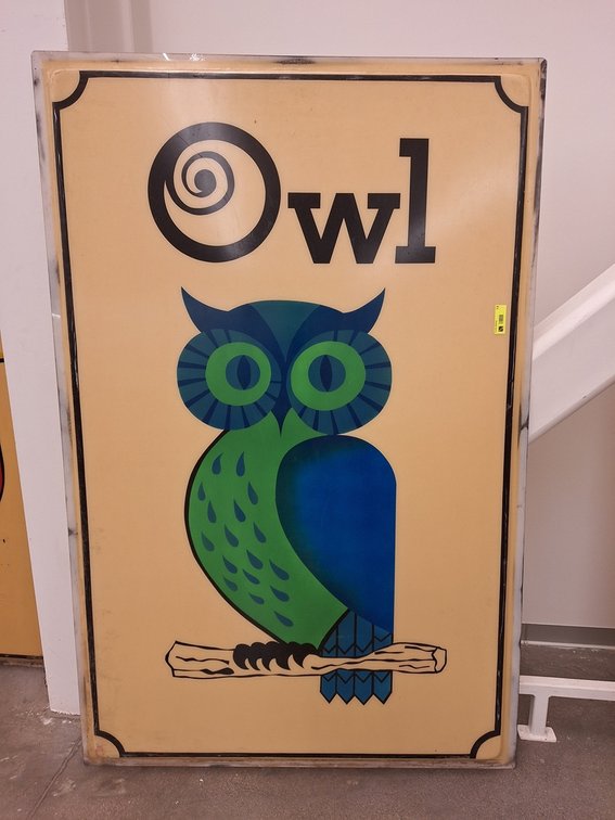 Poly "Owl" MN State Fair Parking Sign Face, 45.5"x2"x69.5"
