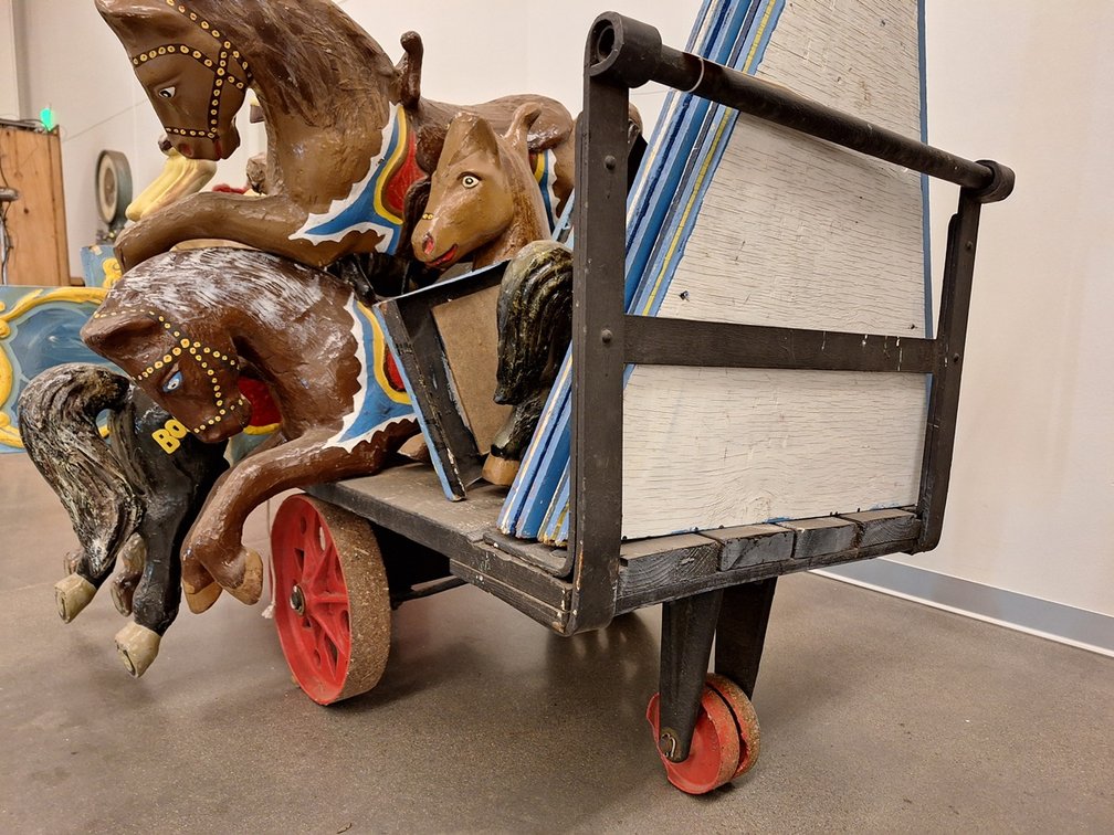 Vintage Wood/Metal Shop Cart, 56"x29"x37"