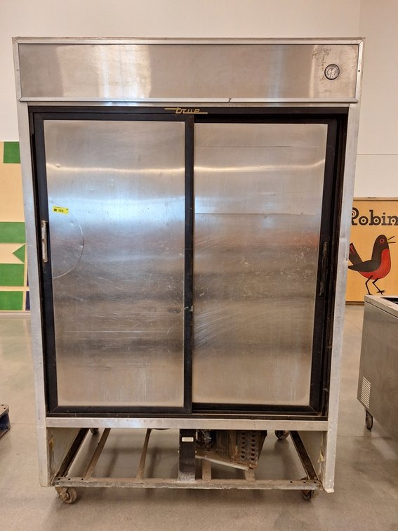 True Sliding Door Refrigerator on Wheels, Model TSD-47, 115V, 54"x29"x83"