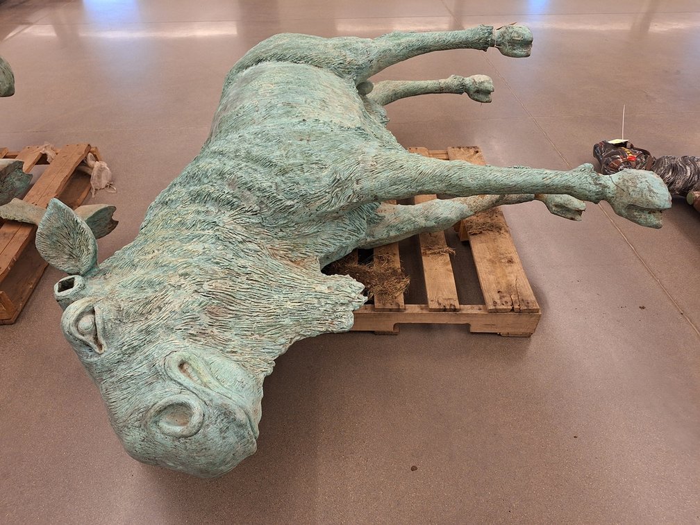 Bronze Moose Statue, 74"x20"x56", No Antlers