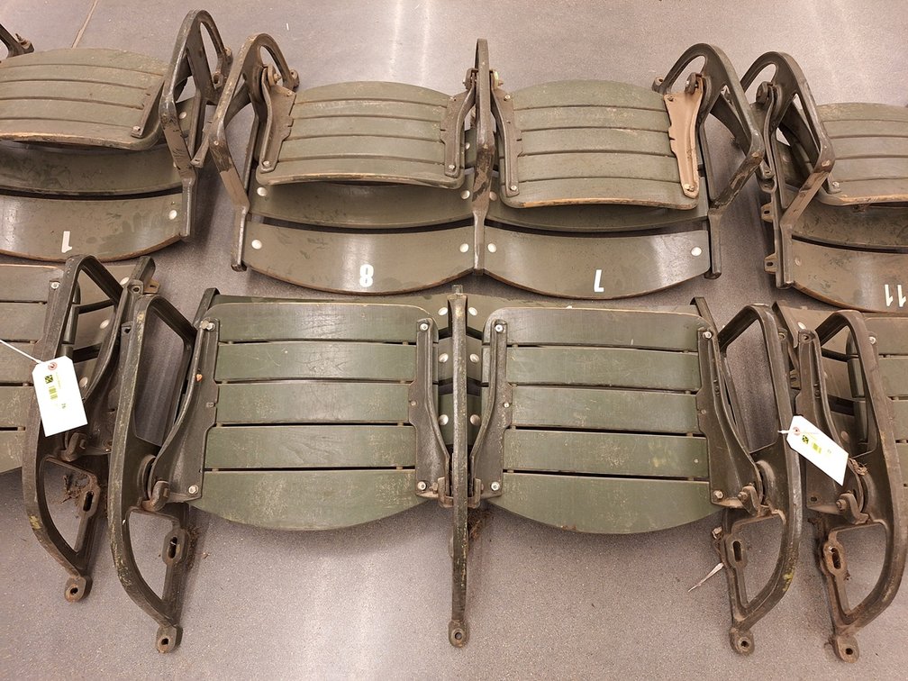4 Wood/Metal Seats from MN State Fair Coliseum (Circa 1950's), 2 Sets of 2