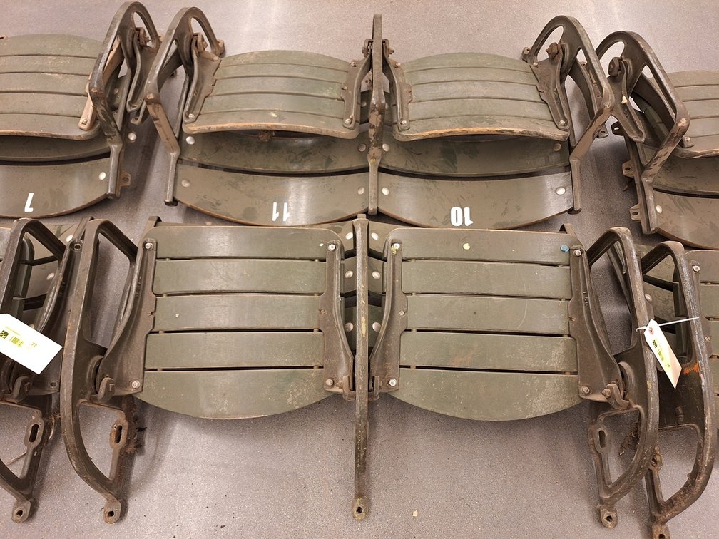 4 Wood/Metal Seats from MN State Fair Coliseum (Circa 1950's), 2 Sets of 2