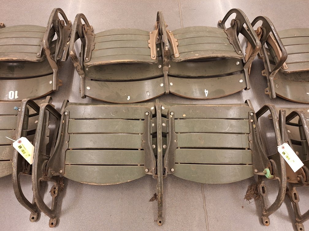 4 Wood/Metal Seats from MN State Fair Coliseum (Circa 1950's), 2 Sets of 2
