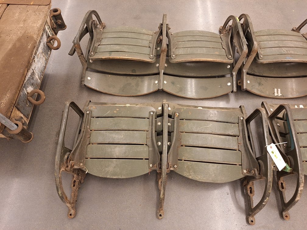 4 Wood/Metal Seats from MN State Fair Coliseum (Circa 1950's), 2 Sets of 2