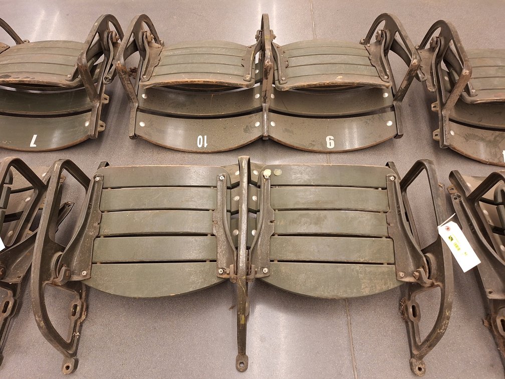4 Wood/Metal Seats from MN State Fair Coliseum (Circa 1950's), 2 Sets of 2