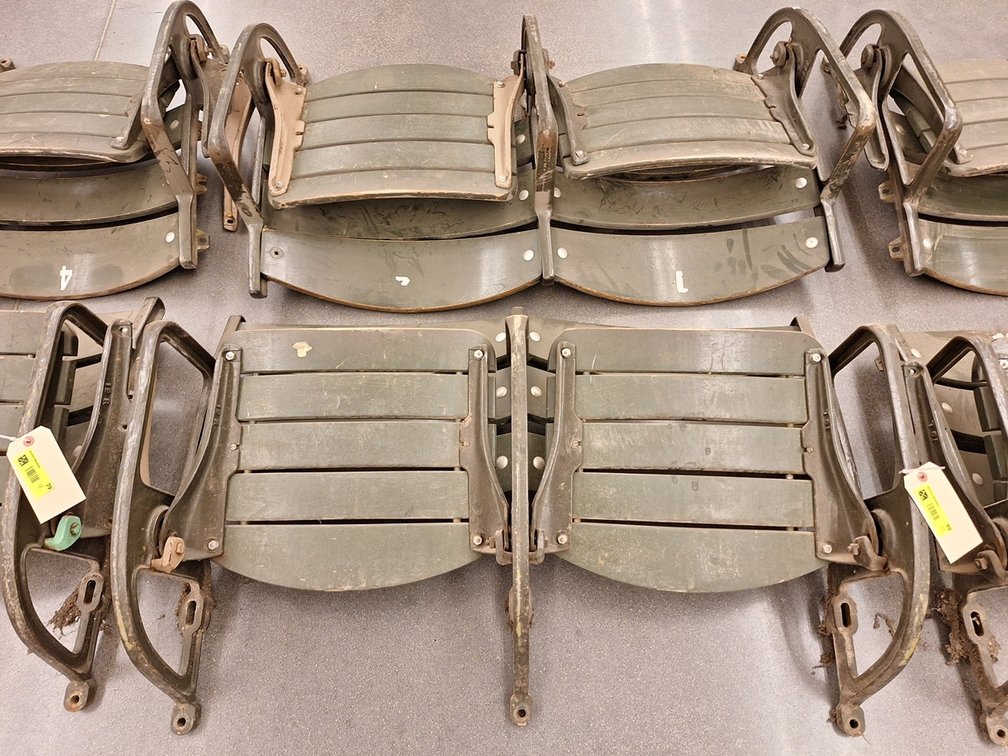 4 Wood/Metal Seats from MN State Fair Coliseum (Circa 1950's), 2 Sets of 2