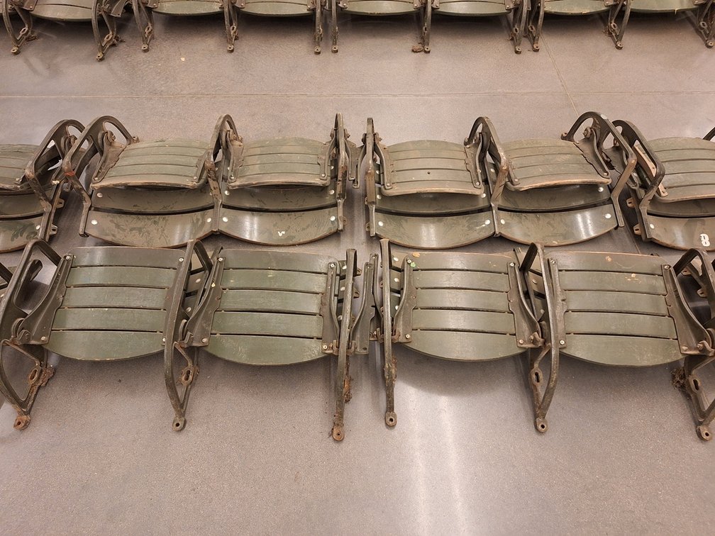 8 Wood/Metal Seats from MN State Fair Coliseum (Circa 1950's), 4 Sets of 2