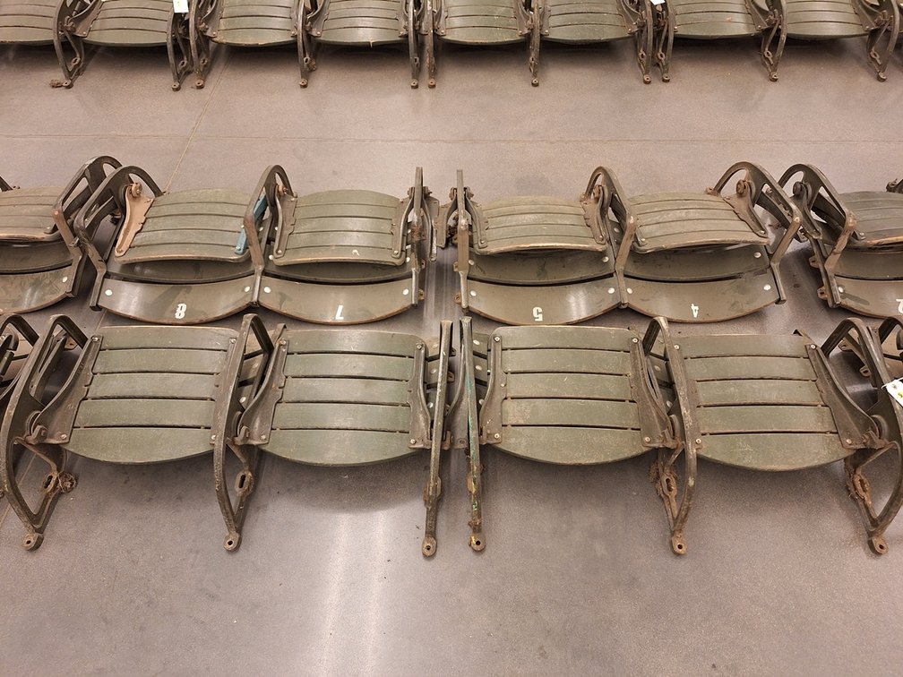 8 Wood/Metal Seats from MN State Fair Coliseum (Circa 1950's), 4 Sets of 2