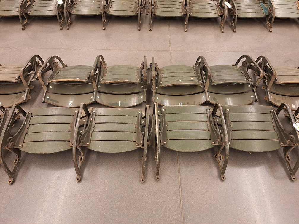 8 Wood/Metal Seats from MN State Fair Coliseum (Circa 1950's), 4 Sets of 2