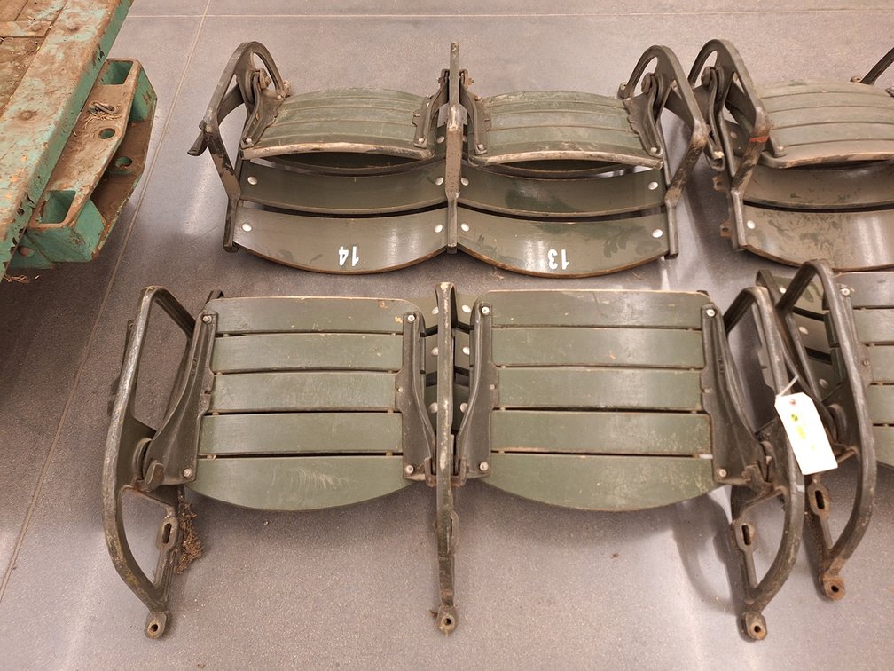4 Wood/Metal Seats from MN State Fair Coliseum (Circa 1950's), 2 Sets of 2