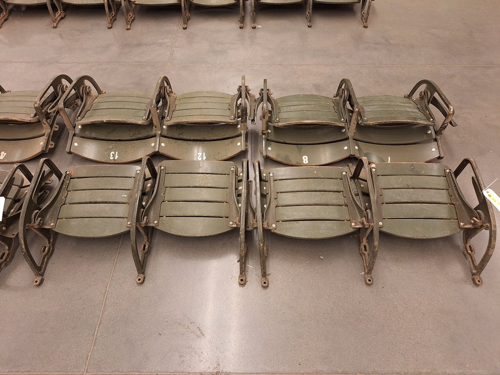 8 Wood/Metal Seats from MN State Fair Coliseum (Circa 1950's), 4 Sets of 2