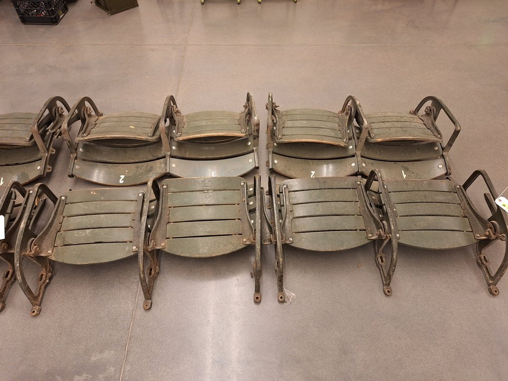 8 Wood/Metal Seats from MN State Fair Coliseum (Circa 1950's), 4 Sets of 2
