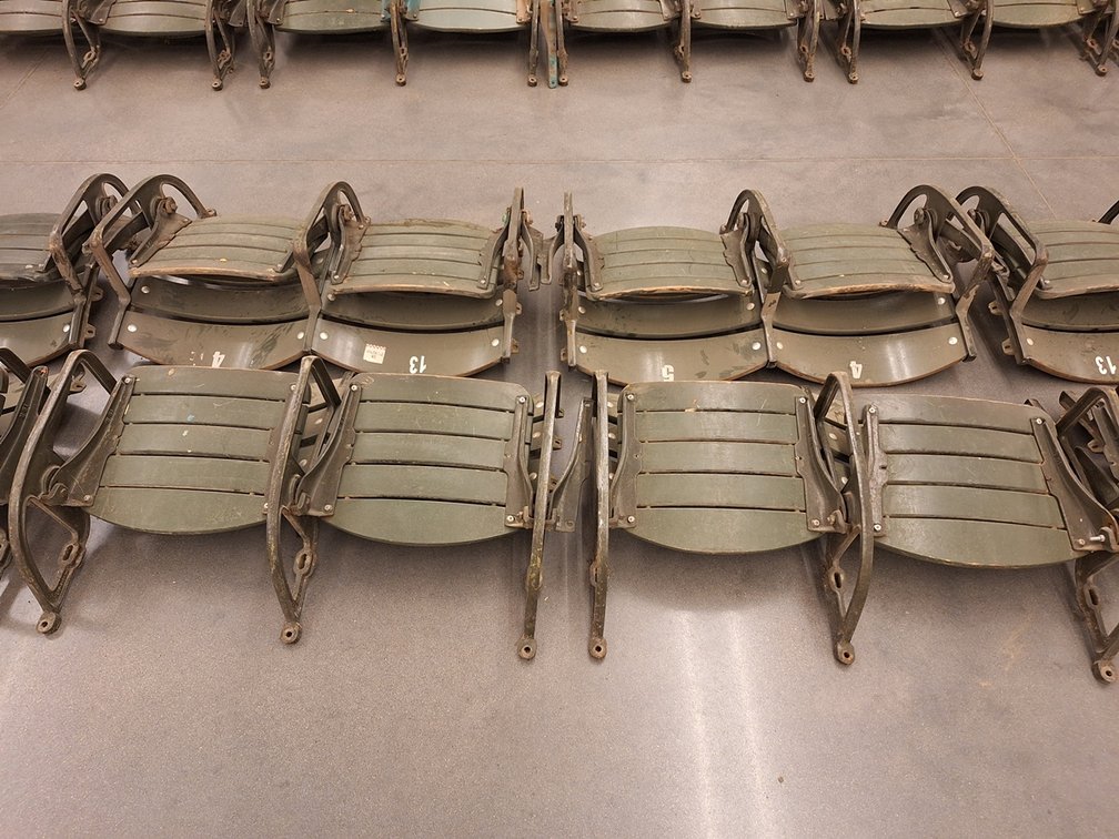 8 Wood/Metal Seats from MN State Fair Coliseum (Circa 1950's), 4 Sets of 2