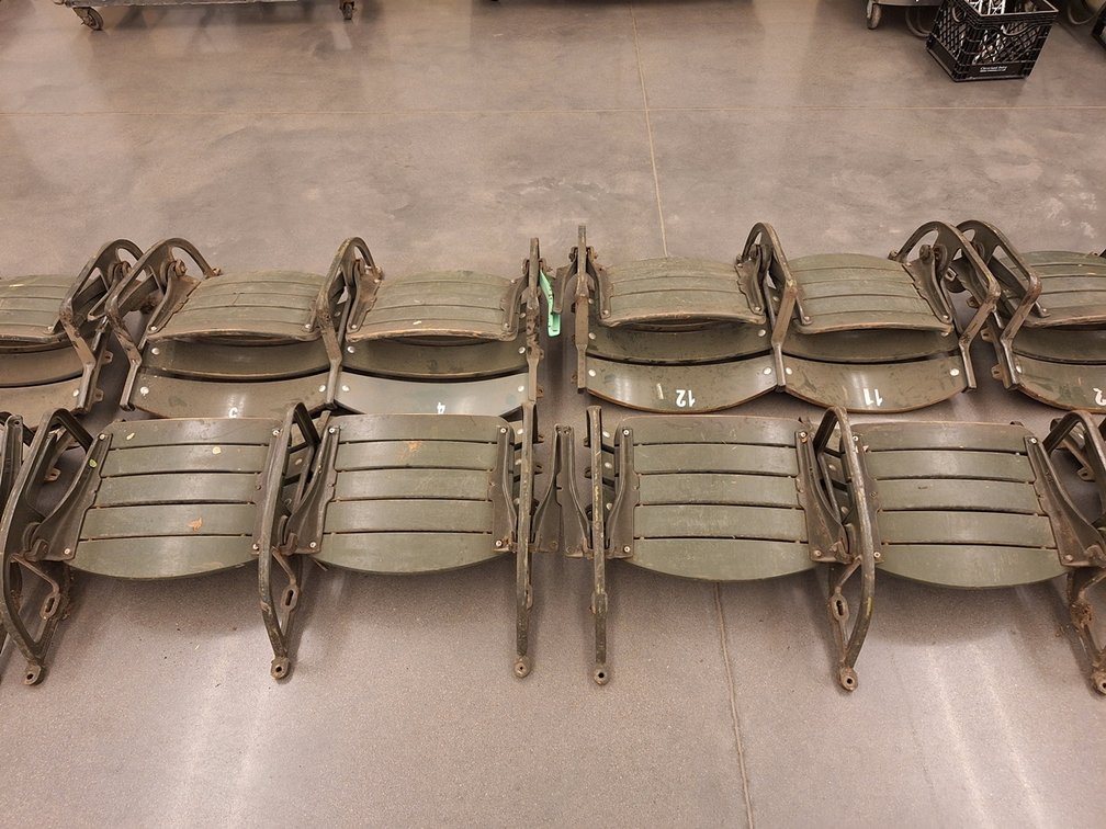 8 Wood/Metal Seats from MN State Fair Coliseum (Circa 1950's), 4 Sets of 2