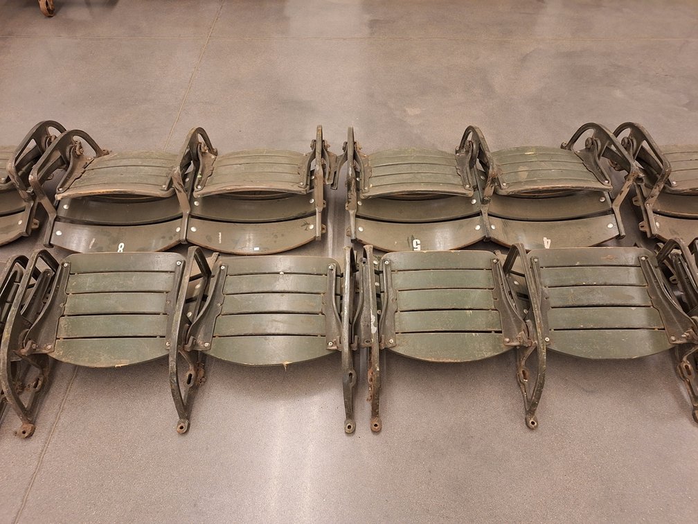 8 Wood/Metal Seats from MN State Fair Coliseum (Circa 1950's), 4 Sets of 2