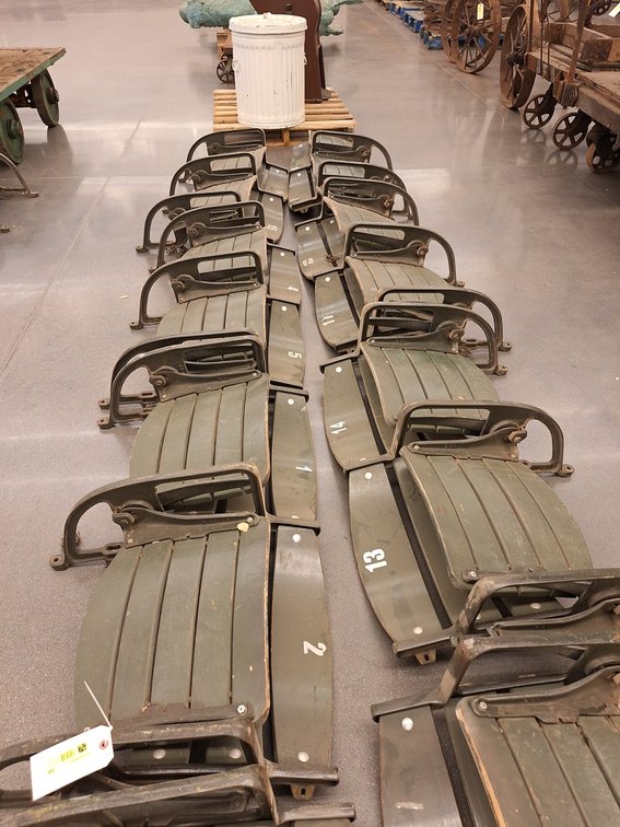 12 Wood/Metal Seats from MN State Fair Coliseum (Circa 1950's), 6 Sets of 2
