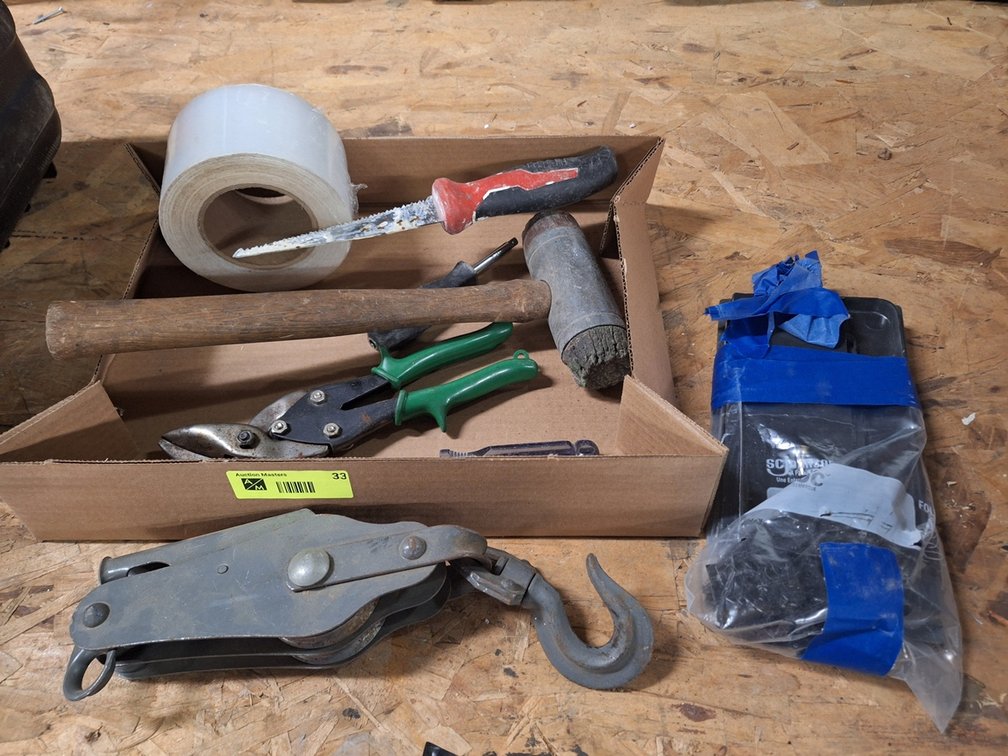 Assorted Tools, Pulley and More