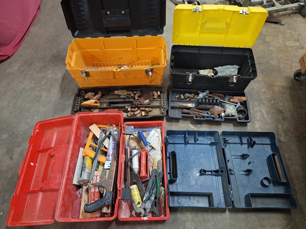 Assorted Tool Boxes with Tools