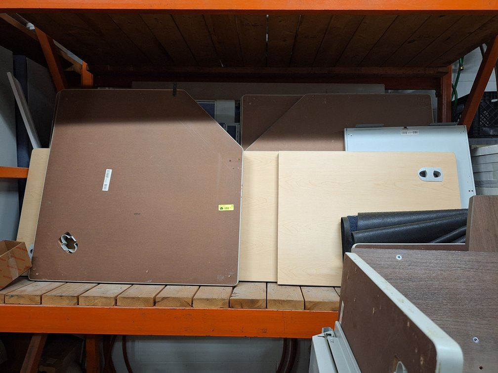 Desk, Disassembled, with Related Office Furniture