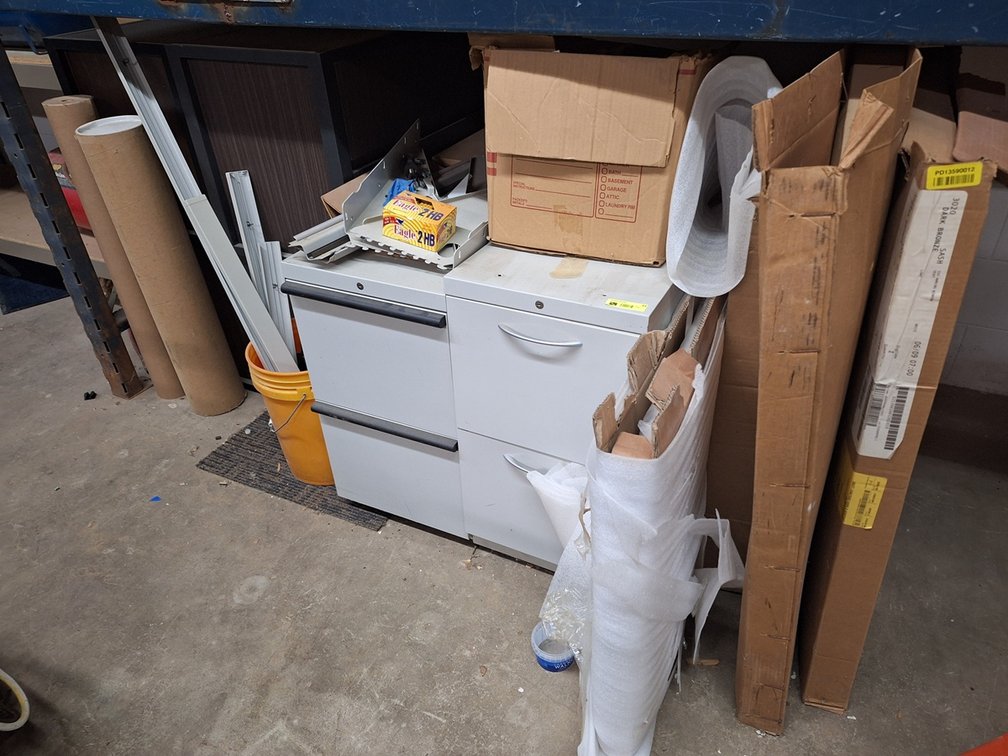 Assorted on Floor, File Cabinets and More