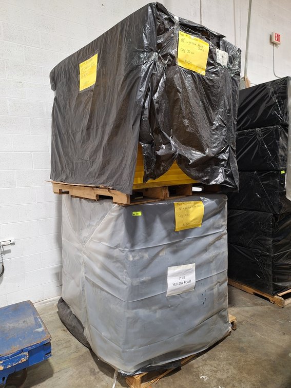 2 Pallets- 1/5" Yellow Foam Sheets, 30/Pallet