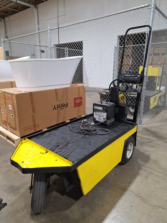 EZ-GO Electric Warehouse Cart, 700lb Capacity, 24VDC, Refurbished with New Battery, Charger, 92"x30"x78"