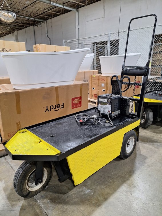 EZ-GO Electric Warehouse Cart, 700lb Capacity, 24VDC, Refurbished with New Battery, Charger, 92"x30"x78"
