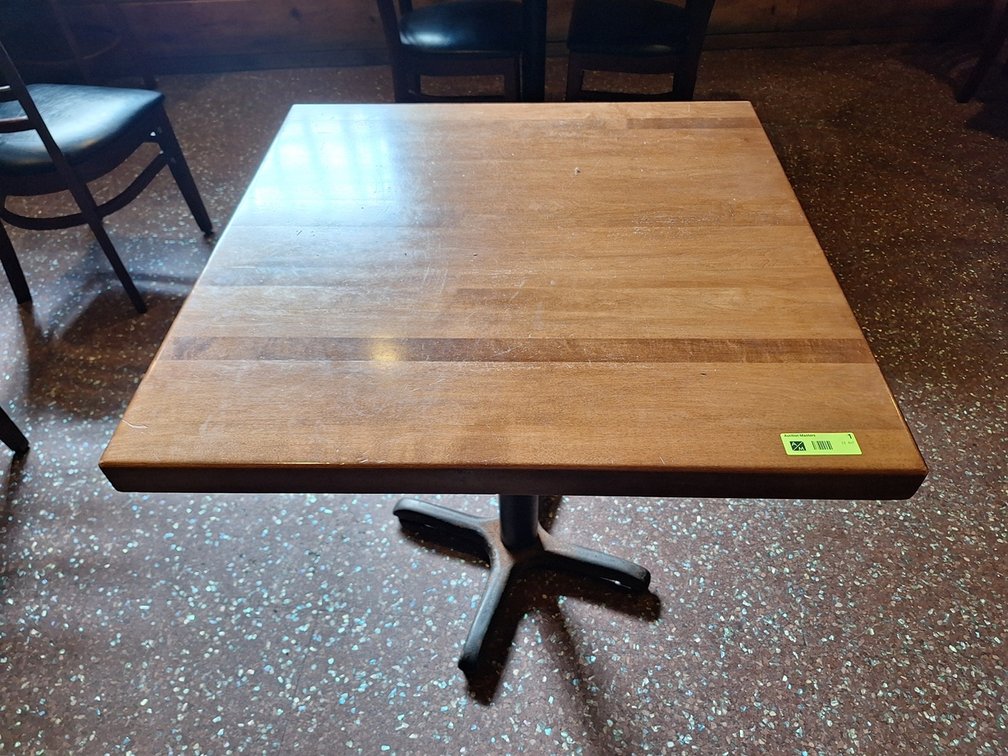 14 Assorted Wood Top Dining Tables: 4 - 36"x36", 8 - 30"x24", 2 - 30"x30"