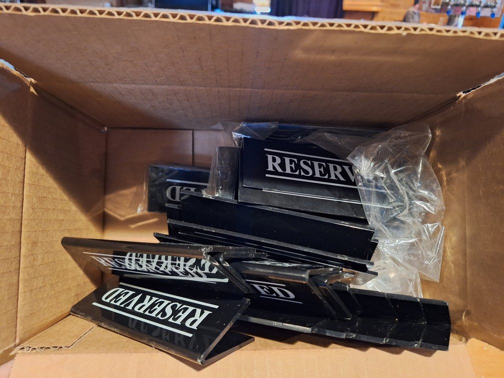 Box of "Reserved" Tabletop Signs