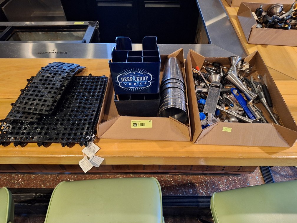 10 SS Mixing Cups, 2 Poly Napkin Holders, Bar Mats