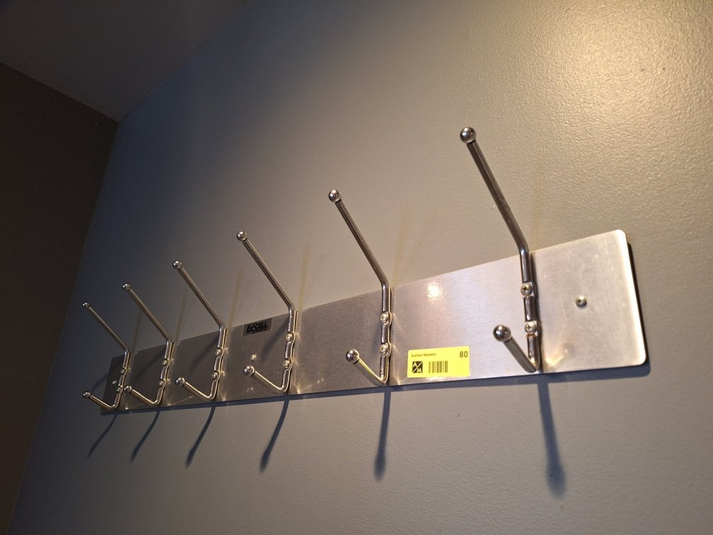 6 Place Wall Mount Coat Rack, 36"