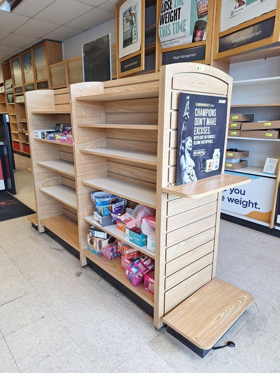 2-Sided Retail Kiosk/Shelves, 74"x24"x60"