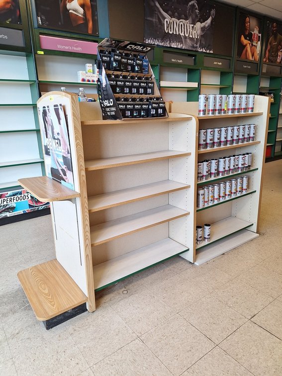 2-Sided Retail Kiosk/Shelves, 74"x24"x60"