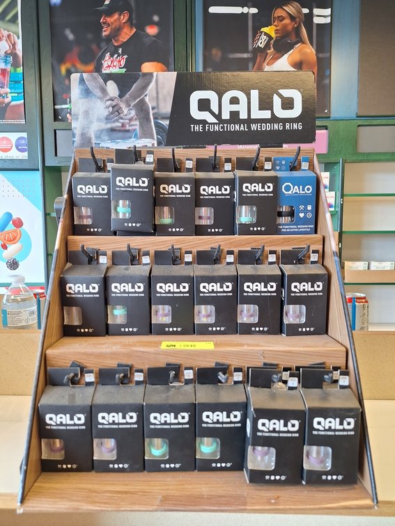 Qalo "The Functional Wedding Ring" Retail Display and Products